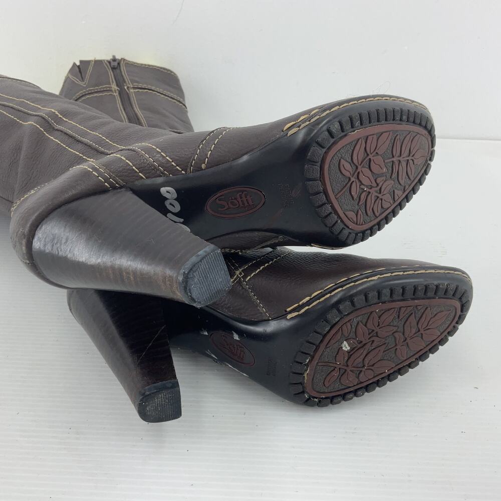 Sofft Brown Ankle Boots with Cream Stitching - Picture 4 of 7
